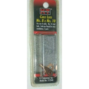 Copper Cable Lug, 8 Gauge/#10 Stud - 2pk