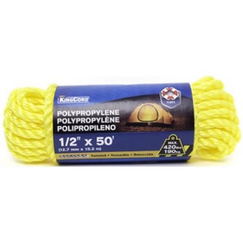 Mibro Twisted Poly Rope, Yellow - 1/2" x 50 Ft