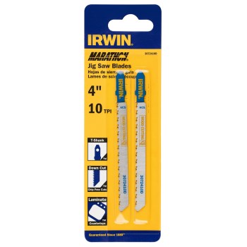 Irwin Marathon T-Shank Jigsaw Blade, 10 TPI Fleam Ground - 4" (2-Pack)