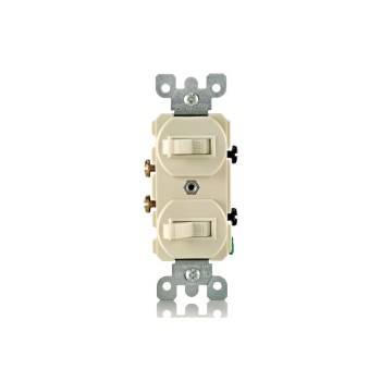 2-Switch, Single Pole - 15A, Ivory