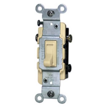 Quiet Toggle Switch, 3-Way - 15 Amp, Ivory