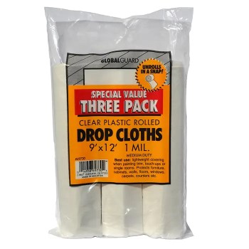 Premier Clear Plastic Drop Cloth  1 Mil   9 Ft x 12 Ft   3pk