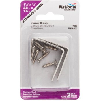 Corner Brace, Stainless Steel ~ 1.5" x 5/8"