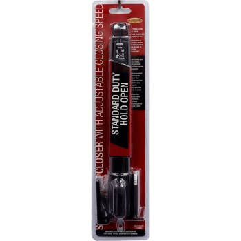 Standard Duty Storm Door Closer with Hold-Open, Black