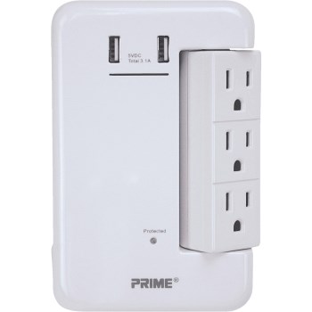 USB & Surge Protector - 6 Outlet