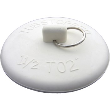 Fits-All Sink Stopper, White 1-1/2" to 2"