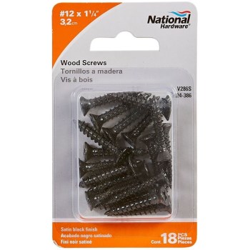 Wood Screw, Black ~ #12 x 1 1/4"