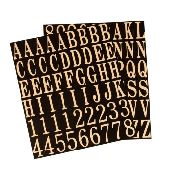 Polyester Numbers/Letters Set, Gold on Black ~ 1"