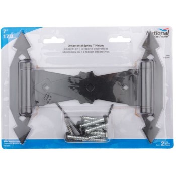  Ornamental Spring T Hinges, Black  ~ 7"