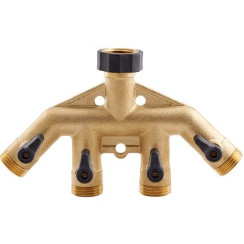 Gilmour 43hf Brass Connector, High Flow Manifold - 4-way