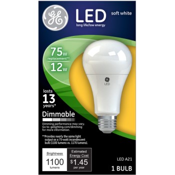 General Electric 65735 Dimmable Led Light Bulb - 12 Watt/75 Watt ~ Soft White