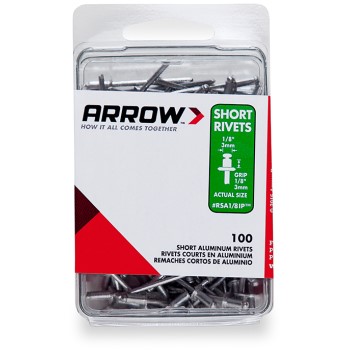 Arrow Fastener Rsa1/8ip Rivets - Short Aluminum - 1/8 Inch