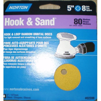 Norton 02209 5x8 80 Hook & Sand Disc