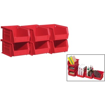 Akro Mils 08212red Storage Bins, Red ~ Set Of 6