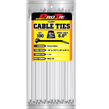 Kdar N8cl100 Clamp Cable Ties, 8 In.