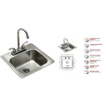 Franke Fbfs602nkit Sink, Bar 15 X 15 X 6