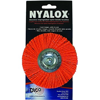 Dico Prod 7200021 Nyalox Mandrel Wheel Brush, Orange ~ 3" - 120 Grit
