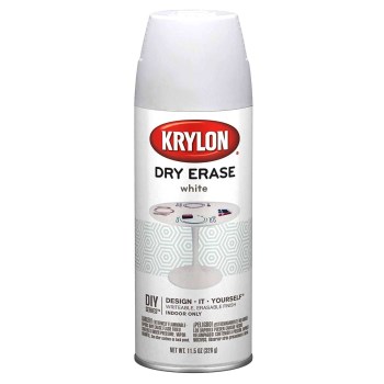 Krylon 3942 Dry Erase Paint, Spray ~ White
