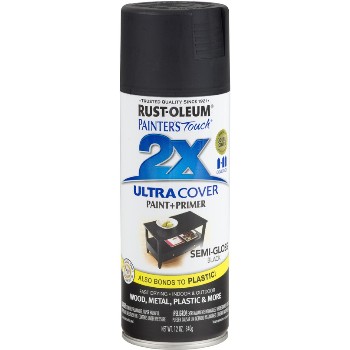 Rust-Oleum 249061 Painters Touch Ultra Cover 2X Spray, Black Semi-Gloss ~ 12 oz