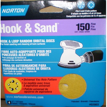 Norton 076607020031 02003 150 5x5 8 Hole Sand Disc