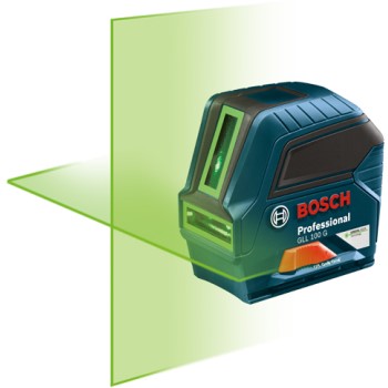 Bosch Gll 100 G Green Beam Cross-line Laser, Self Leveling