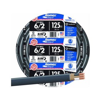 Southwire 28894402 Non-metallic 6/2 Sheathed Cable W/ground ~ 125 Ft