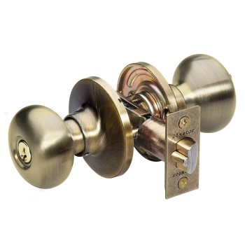 Masterlock Bco0105 Entry Lock, Biscuit Design ~ Antique Brass Finish