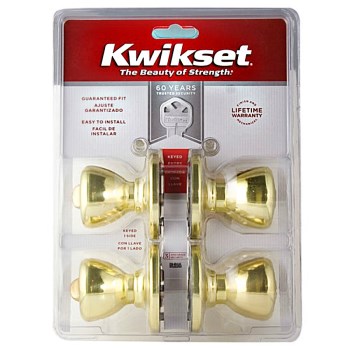 Kwikset 92430-022 Tylo Entry Door Locksets, Polished Brass Finish ~ Set Of Two