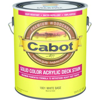 Cabot 140.0001801.007 Solid Color Acrylic Deck Stain, White Base ~ Gallon