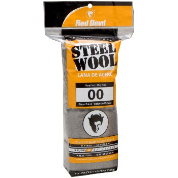 Red Devil 0312 Steel Wool Pads, #00 Very Fine ~ 16 Pads/pack