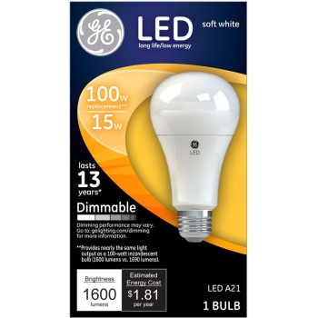 General Electric 65935 Dimmable Led Light Bulb - 15 Watt/100 Watt ~ Soft White