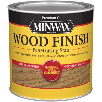 Minwax 227604444 Wood Finish Penetrating Stain, Weathered Oak ~ 1/2 Pint