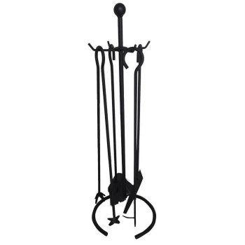 Fireplace Tool Set, Black - 5 Piece