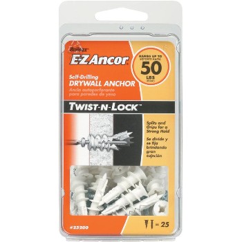 Itw/ramset 25200 Twist-n-lock™ Drywall Anchor, 50 Lb ~ Pack Of 25