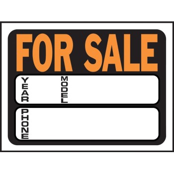 Hy-ko 3031 Car For Sale Sign, Plastic 9" X 12"