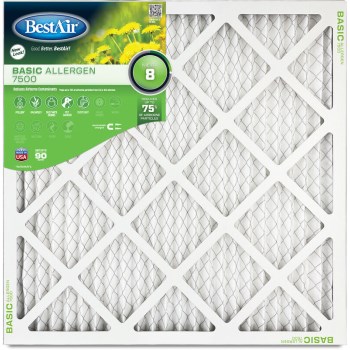 Pleated Furnace Air Filter, MERV 8 - 24" x 24" x 1"