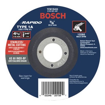 Bosch Tcw1s450 Metal Cutting Wheel, Type 1a ~ 4.5"
