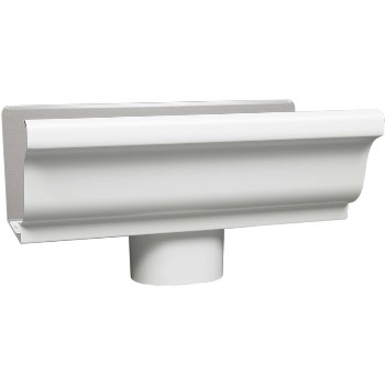 Amerimax 27080 Style K Aluminum Gutter End W/ Outlet, White ~ 5"