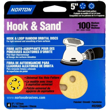 Norton 076607020055 02005 100 5x5 8 Hole Sand Disc