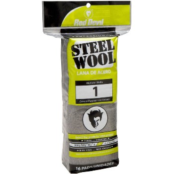 Red Devil 0314 Steel Wool Pads, #1 Medium ~ 16 Pads/pack