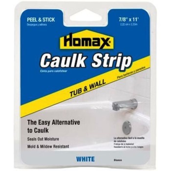Homax 017177300153 Tub & Wall Caulk Strip, White ~ 7/8" X 11 Ft.