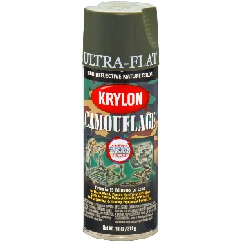 Krylon K04293000 Ultra-flat Camouflage Paint, Camo Olive ~ 11oz Cans