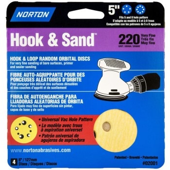 Norton 076607020017 02001 220 5x5 8 Hole Sand Disc