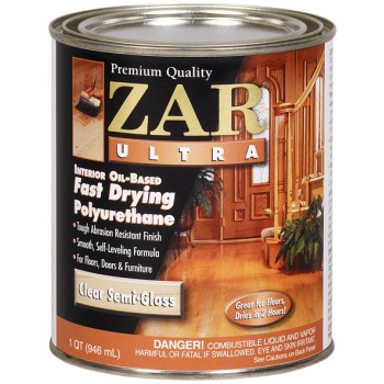 Zar 33012 Zar Ultra Polyurethane Clear Wood Finish, Semi-gloss ~ Quart